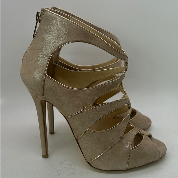 Jimmy Choo Auth Glittery Beige Leather Stiletto Heels Shoes **Size 38/US 8**🔥🔥 - Picture 2 of 9